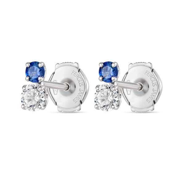 Duo Blue Sapphire & Lab-Grown Diamond Earrings White Gold