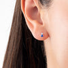 Mini Duo Sri Lankan Ceylon Blue Sapphire And Diamond Earrings White Gold
