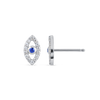 Blue Sapphire Evil Eye Earrings White Gold