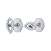 Blue Sapphire Evil Eye Earrings White Gold