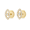 Green Emerald Evil Eye Earrings Yellow Gold