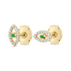 Emerald And Diamond Galaxy Earrings Yellow Gold