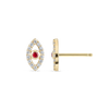 Ruby Evil Eye Earrings Yellow Gold