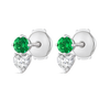 Heart And Round Duo Colombian Emerald Diamond Earrings White Gold