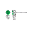 Heart And Round Duo Colombian Emerald Diamond Earrings White Gold