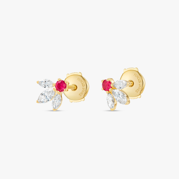 Pixie Wing Ruby & Lab-Grown Diamond Earrings Yellow Gold