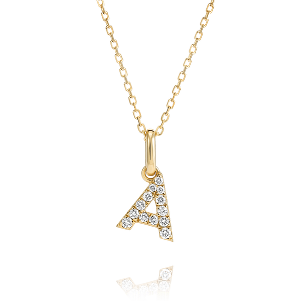A Letter Lab-Grown Diamond Pendant Yellow Gold