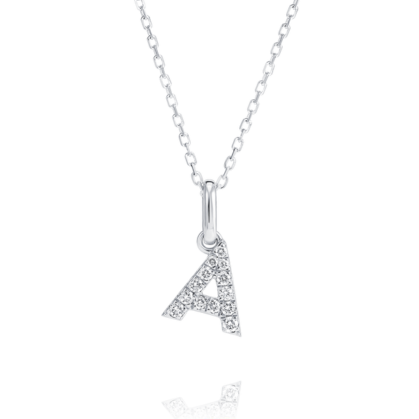 A Letter Lab-Grown Diamond Pendant White Gold