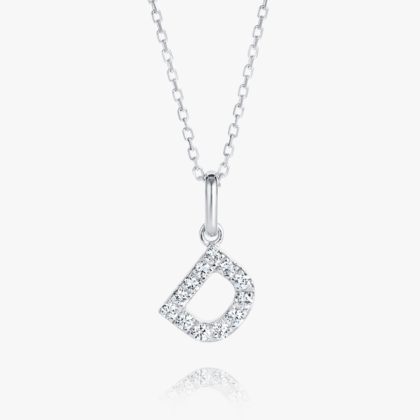 D Letter Lab-Grown Diamond Pendant White Gold