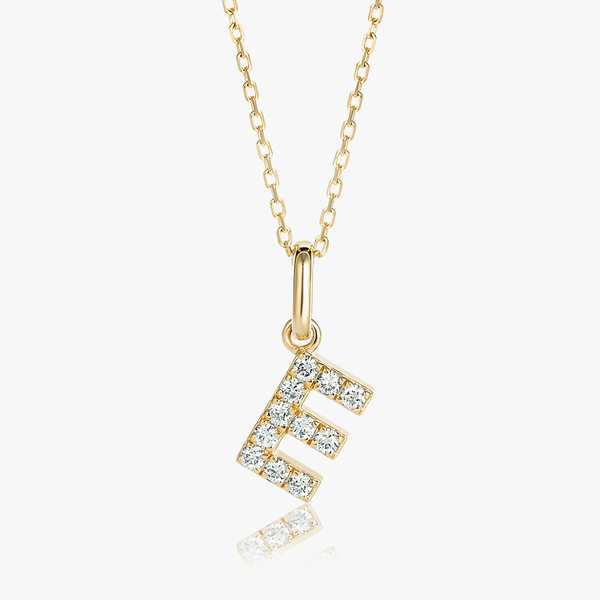 E Letter Lab-Grown Diamond Pendant Yellow Gold