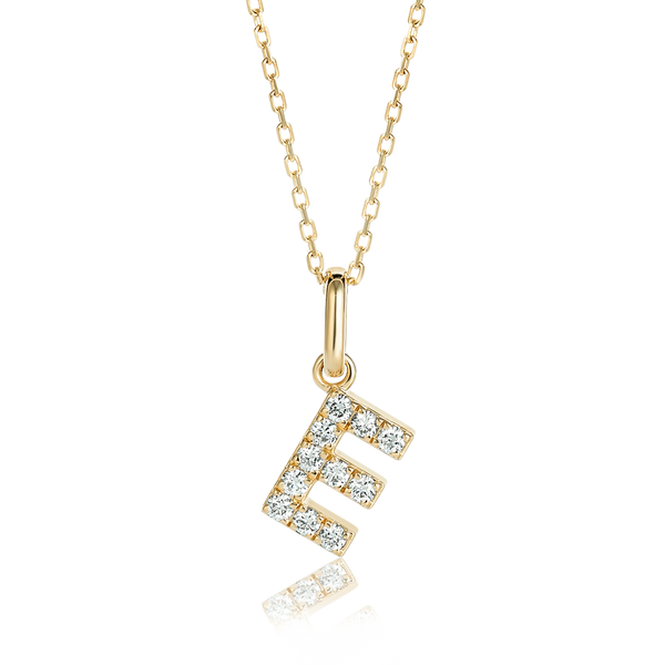 E Letter Lab-Grown Diamond Pendant Yellow Gold
