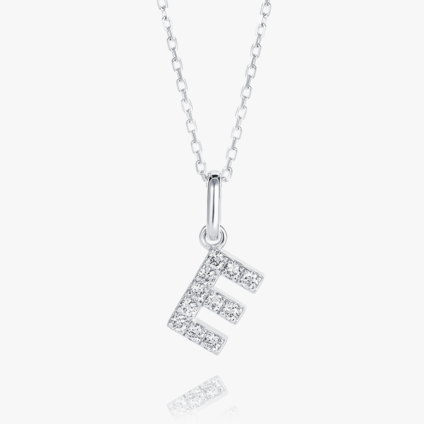 E Letter Lab-Grown Diamond Pendant White Gold