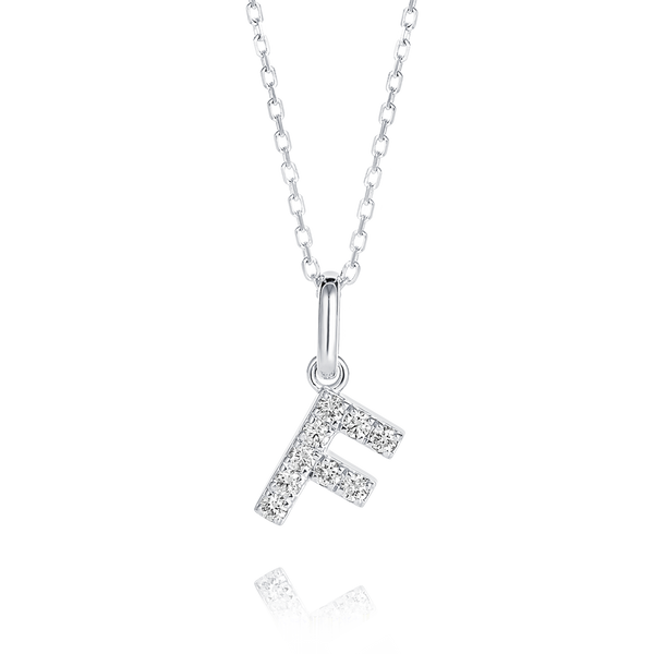 F Letter Lab-Grown Diamond Pendant White Gold