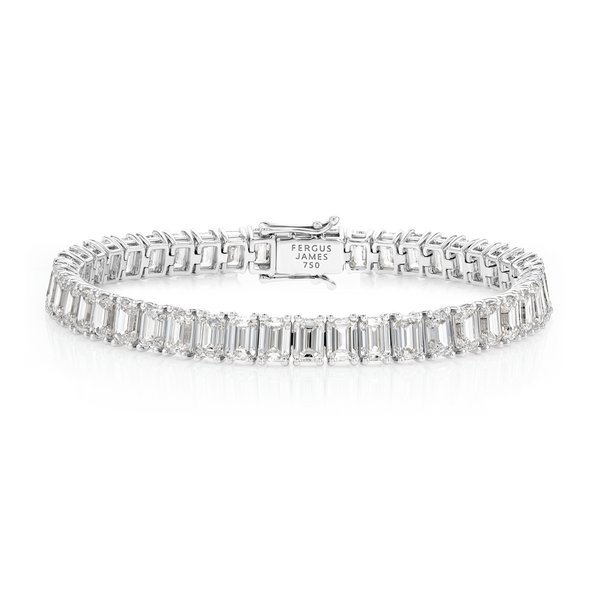 15ct Lab-Grown Emerald Diamond Tennis Bracelet White Gold