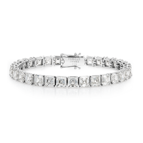 23ct Lab-Grown Asscher Diamond Tennis Bracelet White Gold