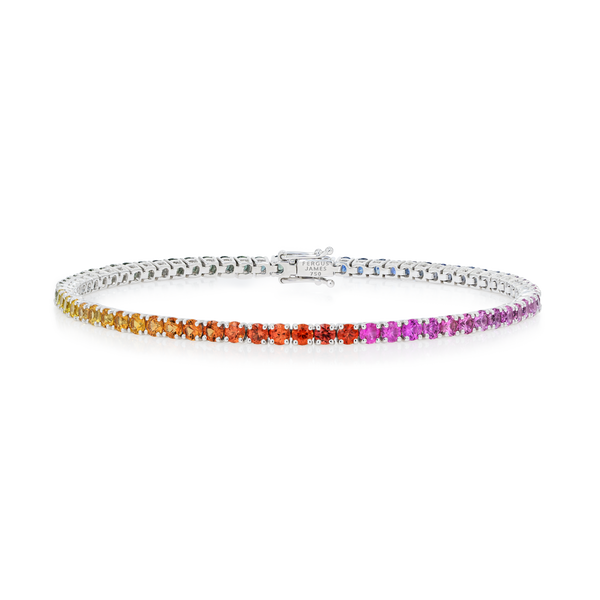2ct Natural Rainbow Sapphire Tennis Bracelet White Gold