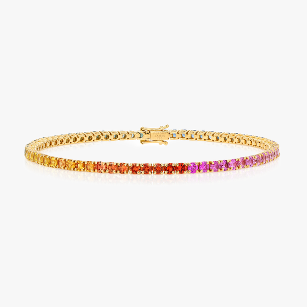 2ct Natural Rainbow Sapphire Tennis Bracelet Yellow Gold