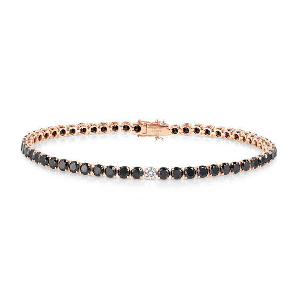 4ct Natural Black Diamond Tennis Bracelet Rose Gold