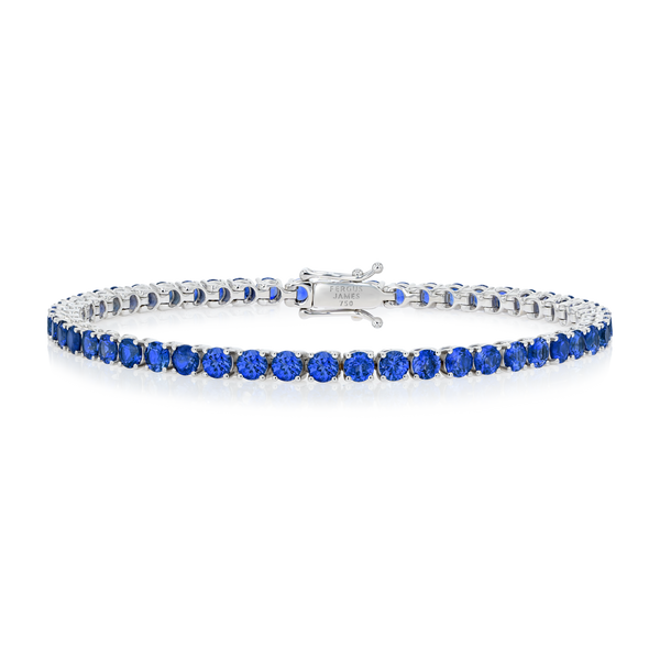 4ct Natural Blue Sapphire Tennis Bracelet White Gold