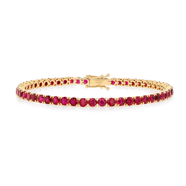 4ct Natural Ruby Tennis Bracelet Yellow Gold