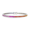 6ct Natural Princess Rainbow Sapphire Tennis Bracelet White Gold