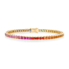 6ct Natural Princess Rainbow Sapphire Tennis Bracelet Yellow Gold