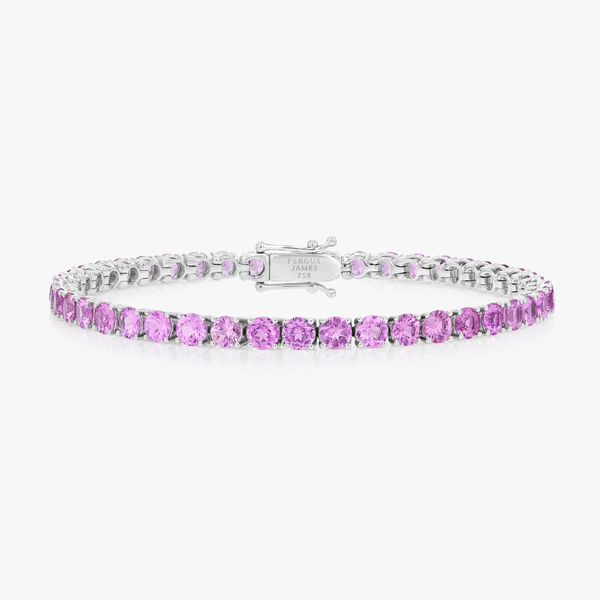 6ct Natural Pink Sapphire Tennis Bracelet White Gold