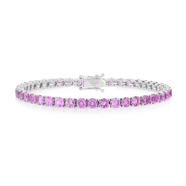 6ct Natural Pink Sapphire Tennis Bracelet White Gold