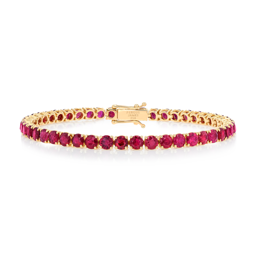 6ct Natural Ruby Tennis Bracelet Yellow Gold