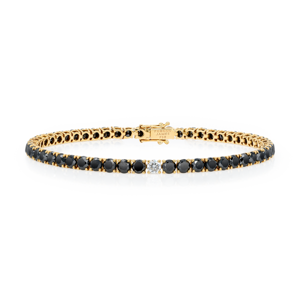 8ct Natural Black Diamond Tennis Bracelet Yellow Gold