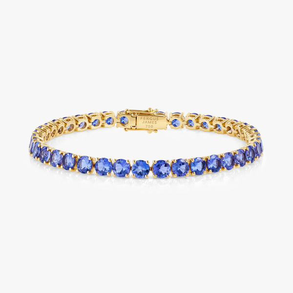 12ct Natural Tanzanite Tennis Bracelet Yellow Gold