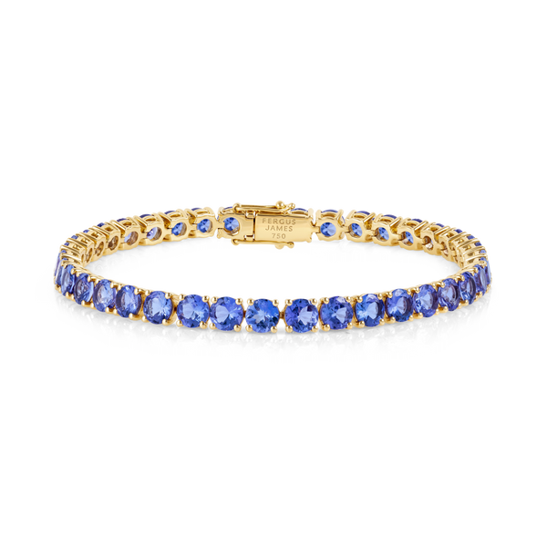 12ct Natural Tanzanite Tennis Bracelet Yellow Gold