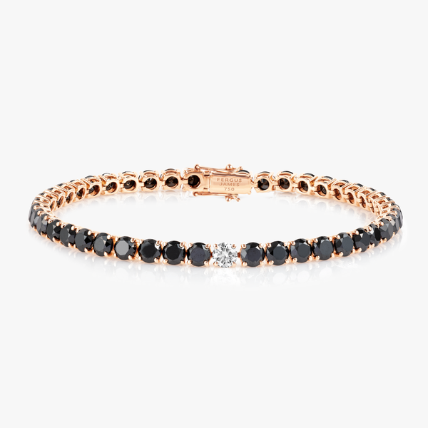 13ct Natural Black Diamond Tennis Bracelet Rose Gold
