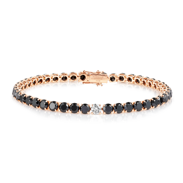 13ct Natural Black Diamond Tennis Bracelet Rose Gold