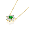 0.3CT ROUND EMERALD HALO PENDANT YELLOW GOLD