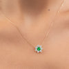 0.3CT ROUND EMERALD HALO PENDANT YELLOW GOLD