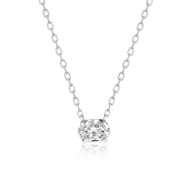 0.3ct Oval Diamond Lab-Grown Pendant White Gold