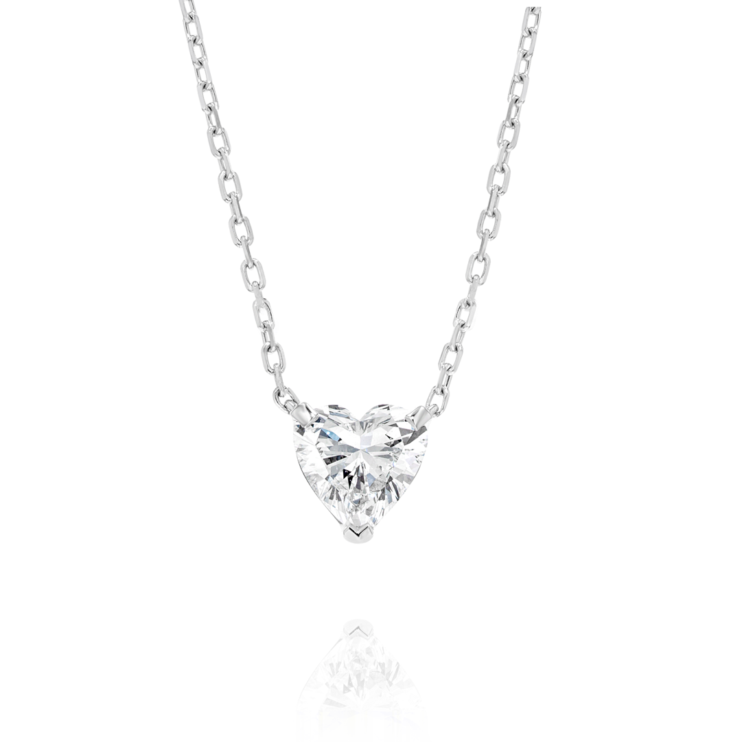 Heart Diamond Pendant White Gold