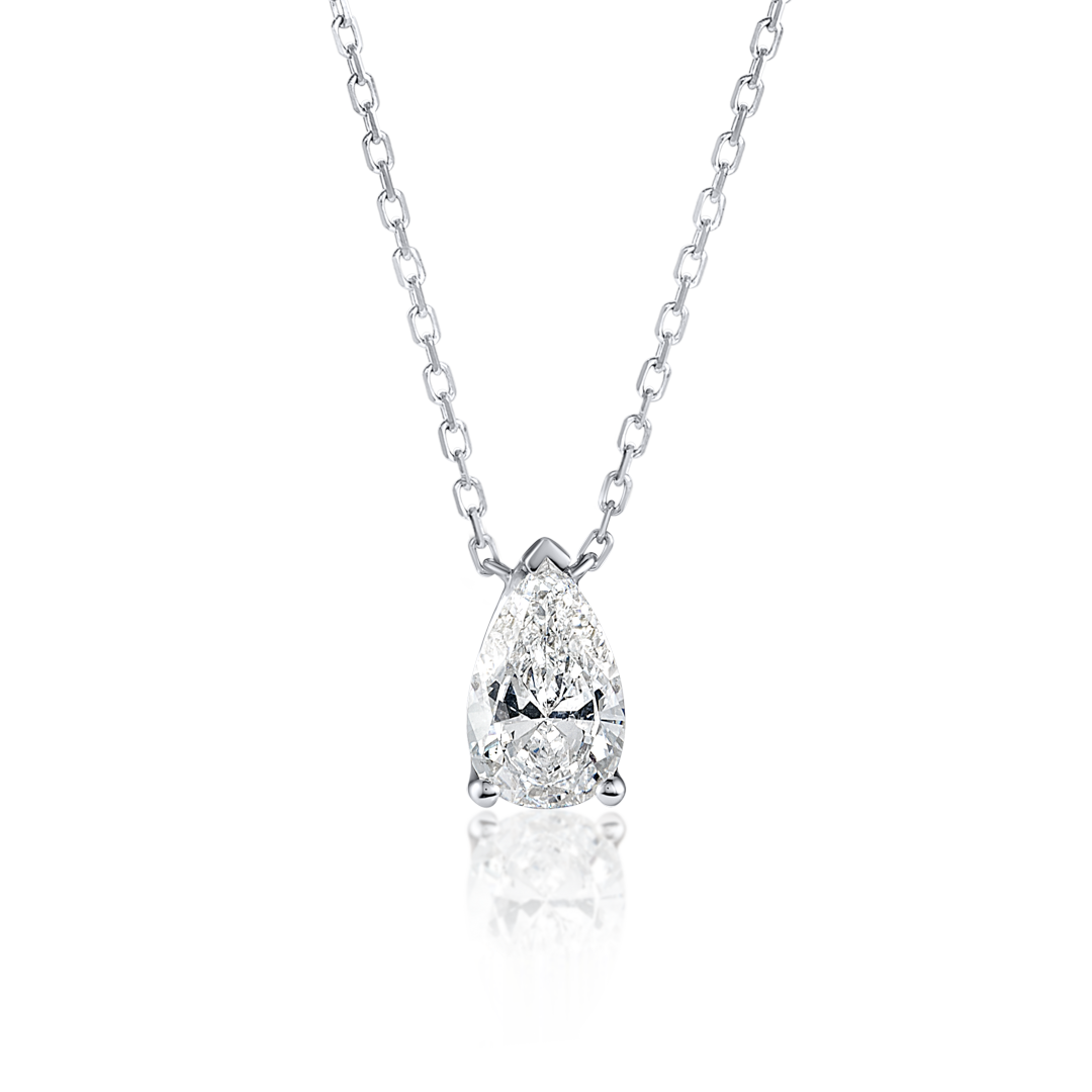 Pear Diamond Pendant White Gold