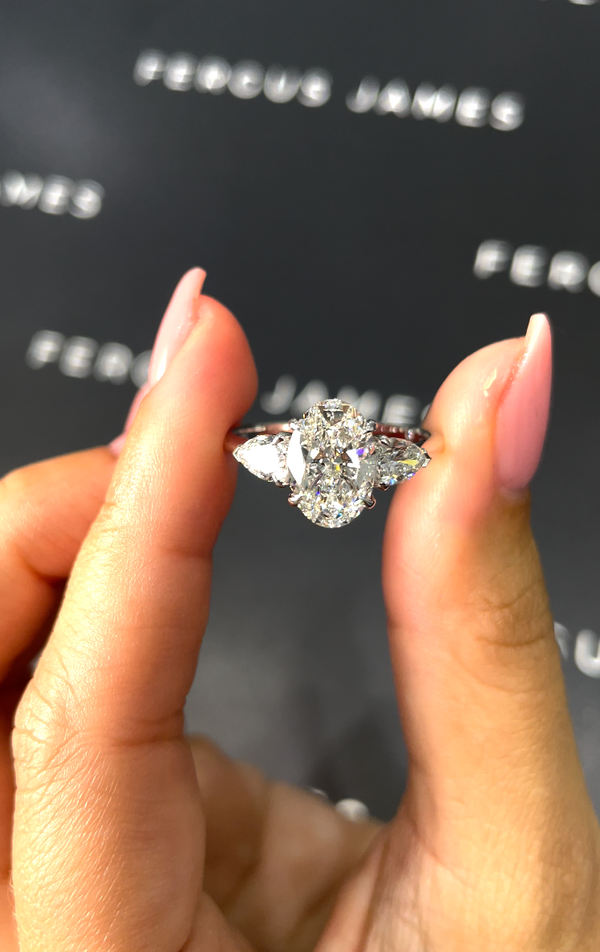 2.5 Carat Lab-Grown Trilogy Engagement Ring - Oval Diamond