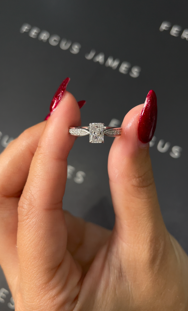 0.5 Carat Lab-Grown Diamond Band Engagement Ring - Radiant Diamond