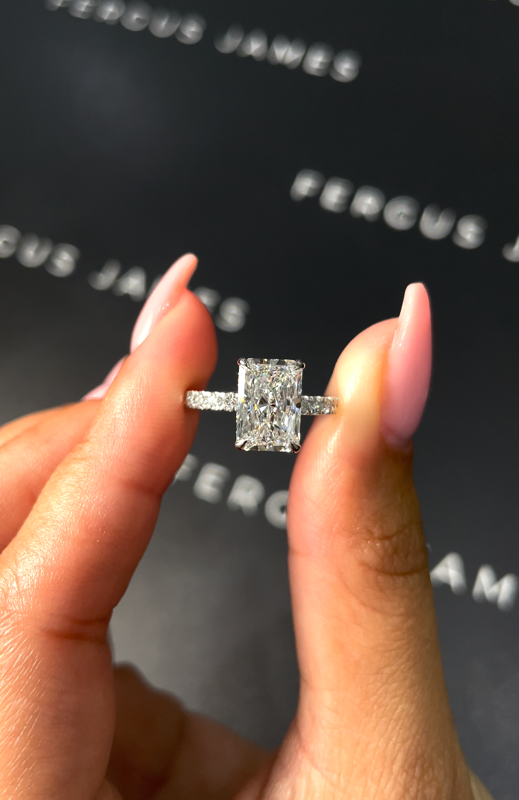 2 Carat Lab-Grown Diamond Band Engagement Ring - Radiant Diamond