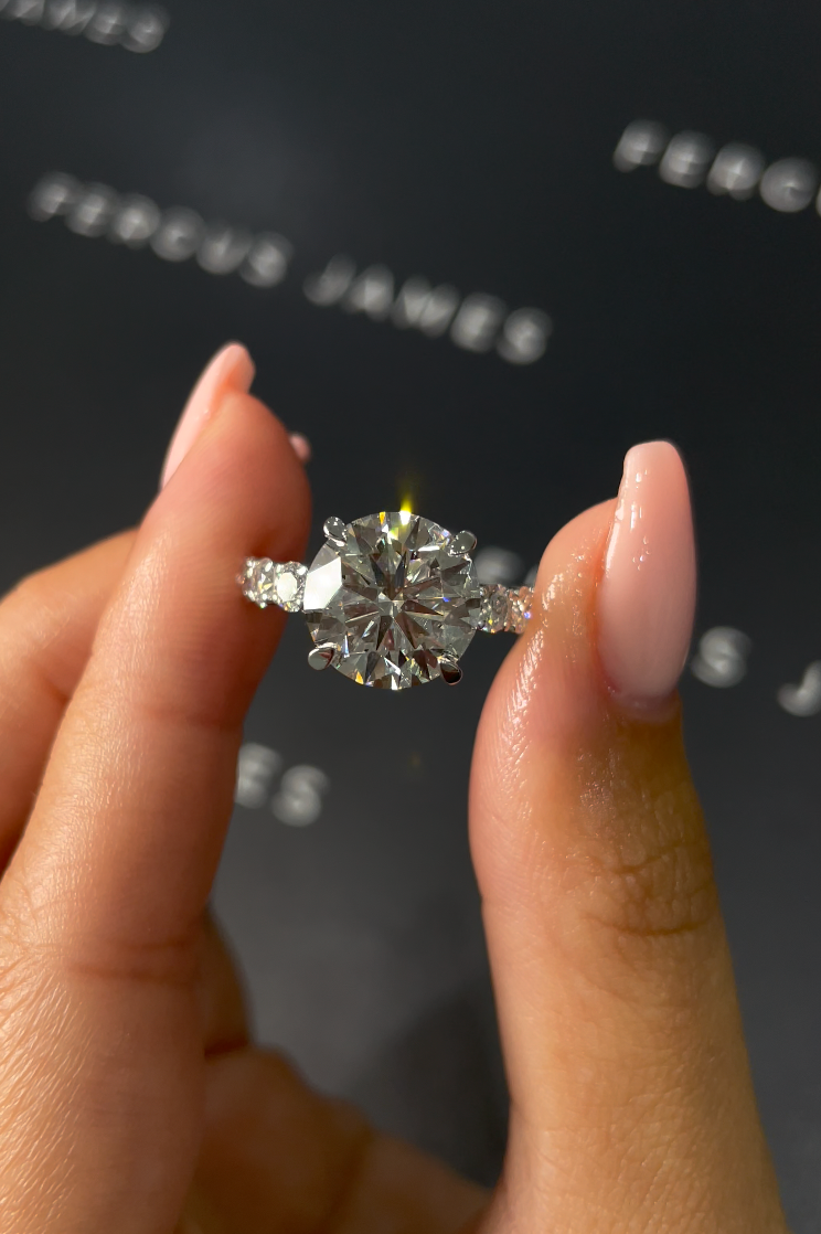 4 Carat Natural Diamond Band Engagement Ring- Round Diamond