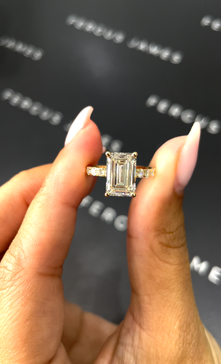2.5 Carat Lab-Grown Diamond Band Engagement Ring - Emerald Diamond