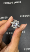8 Carat Natural Diamond Band Engagement Ring - Emerald Diamond in 18k White Gold Setting