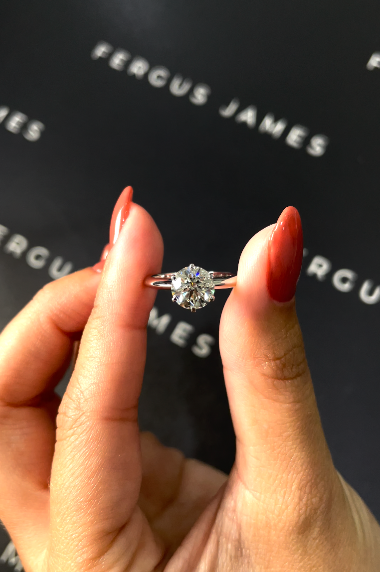 1.5 Carat Natural Solitaire Engagement Ring - Round Diamond