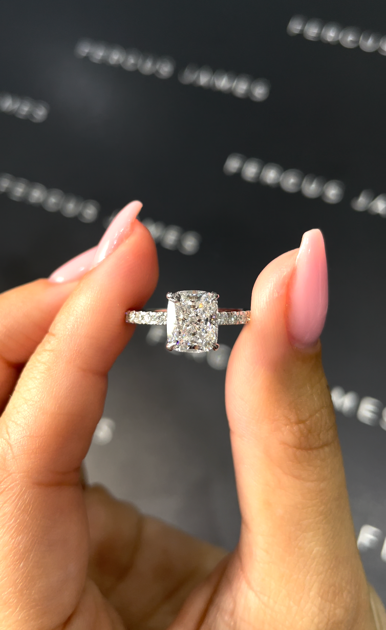 2 Carat Lab-Grown Diamond Band Engagement Ring - Cushion Diamond