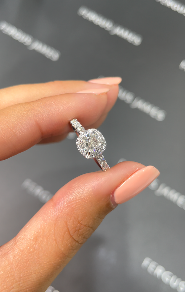 0.5 Carat Natural Halo Engagement Ring - Cushion Diamond