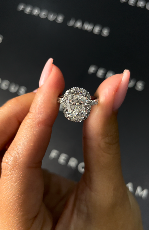 3 Carat Lab-Grown Halo Engagement Ring - Cushion Diamond