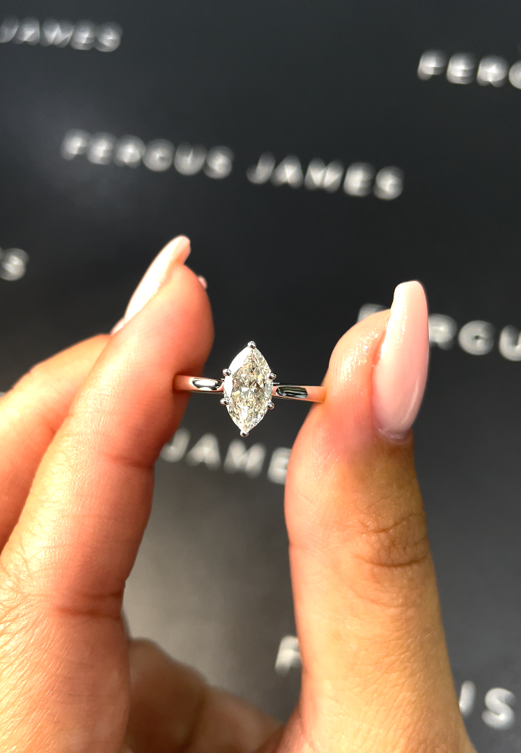 0.5 Carat Natural Solitaire Engagement Ring - Marquise Diamond